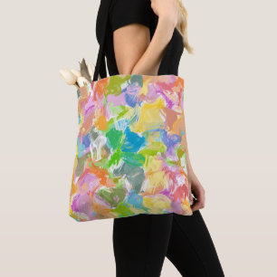 Heupkleurig trillend zomerschilderpatroon tote bag