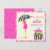 Heupmama, hete roze vocht/zebra baby shower kaart (Voorkant / Achterkant)
