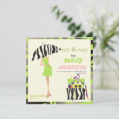 Heupmama, kalkgroen zebra baby shower kaart (Staand voorkant)