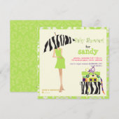 Heupmama, kalkgroene vocht/zebra-baby shower kaart (Voorkant / Achterkant)