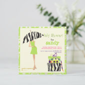 Heupmama, kalkgroene vocht/zebra-baby shower kaart (Staand voorkant)