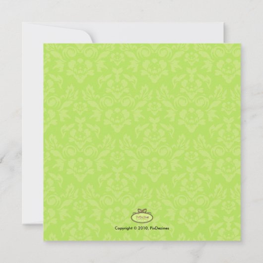 Heupmama, kalkgroene vocht/zebra-baby shower kaart (Achterkant)