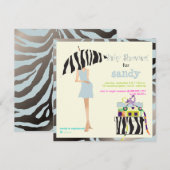 Heupmama, zilverblauw zebra baby shower kaart (Voorkant / Achterkant)