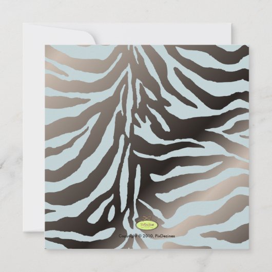 Heupmama, zilverblauw zebra baby shower kaart (Achterkant)
