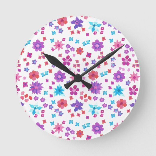  Heuppy ventilator-Macht Floral Patroon op Wit Ronde Klok (Voorkant)