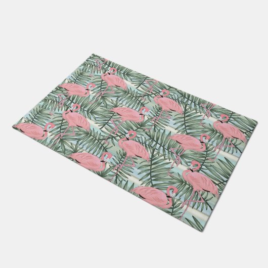 Heuproze flamingoes Cute Palm Leafs Pattern Deurmat (Schuin)