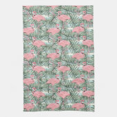 Heuproze flamingoes Cute Palm Leafs Pattern Theedoek (Verticaal)