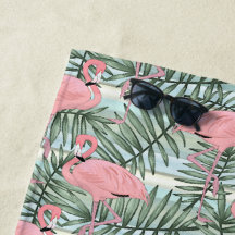 Heuproze flamingoes palm Leafs Art Pattern