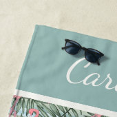 Heuproze vlammen Palm Leafs Patroon Aangepast Strandlaken (In situ)