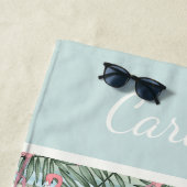 Heuproze vlammen Palm Leafs Patroon Aangepast Strandlaken (In situ)