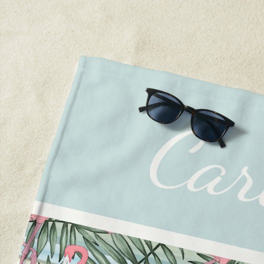 Heuproze vlammen Palm Leafs Patroon Aangepast Strandlaken (In situ)