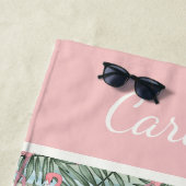 Heuproze vlammen Palm Leafs Patroon Aangepast Strandlaken (In situ)