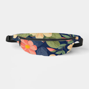 Heuptas Navy Perzik Roze Bloem Botanisch Heuptasje