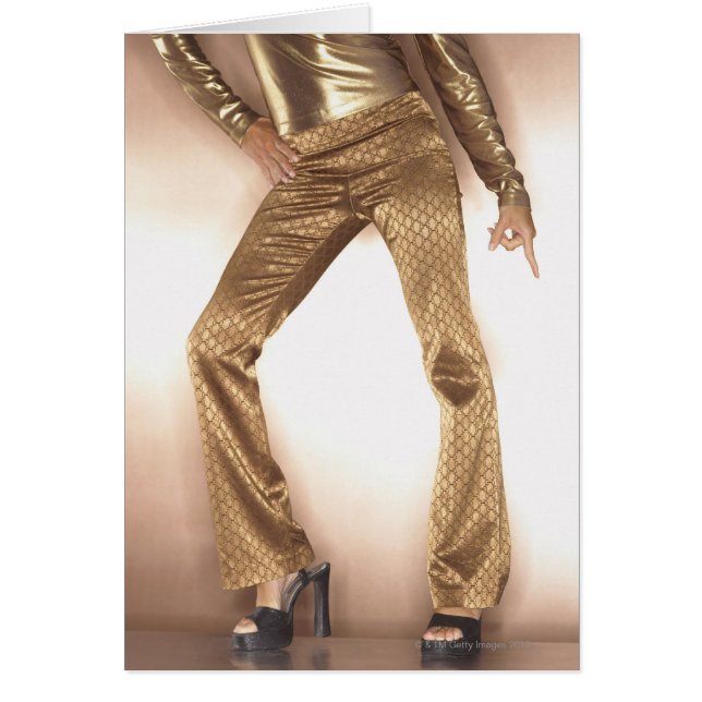 Heupvrouw in gouden disco dansen (Voorkant)