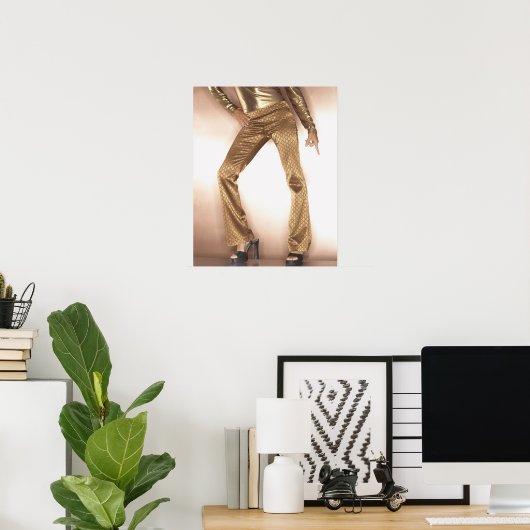 Heupvrouw in gouden disco dansen poster (Thuiskantoor)