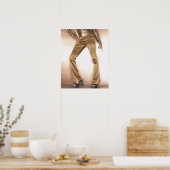 Heupvrouw in gouden disco dansen poster (Keuken)
