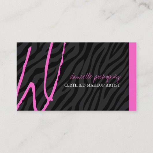 Heupzebra Afdrukmonogram Visitekaartjes (Voorkant)