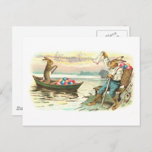 Heureuses Pâques French Easter Greeting Feestdagenkaart (Voorkant / Achterkant)