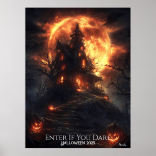 Heuvel van de spookachtige maan Halloween Poster