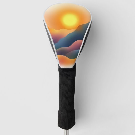 Heuvels met gloeiende zonsondergang golfheadcover (Voorkant)