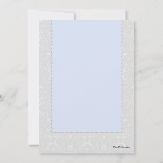 Hevenly Blue Damask Religieuze Uitnodiging (Achterkant)