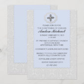 Hevenly Blue Damask Religieuze Uitnodiging (Voorkant / Achterkant)