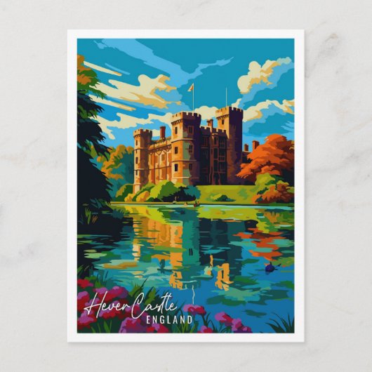 Hever Castle Engeland vintage reisillustratie Briefkaart (Voorkant)