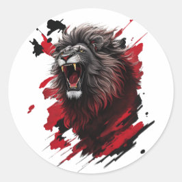 Hevig, de zwarte leeuw ronde sticker