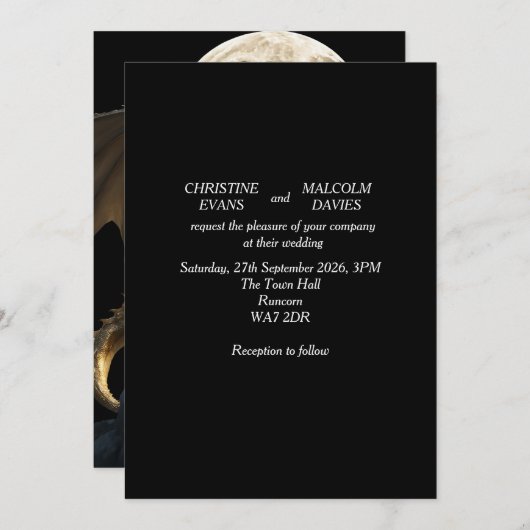 Hevig Dragon Rearing Bruiloft Kaart (Voorkant / Achterkant)