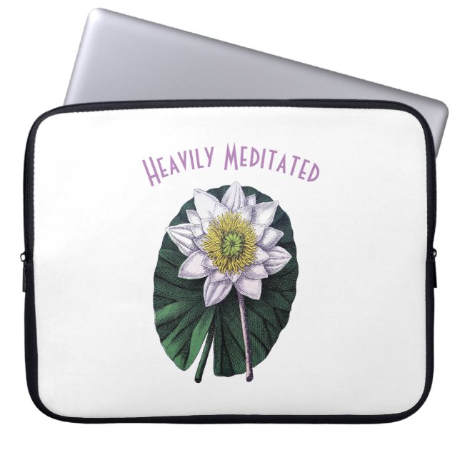 Hevig Gemediteerde Grappige Lotus Laptop Sleeve (Voorkant)