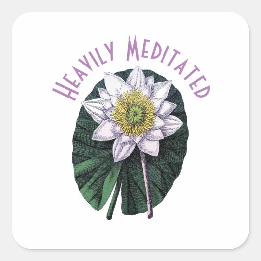 Hevig Gemediteerde Grappige Lotus Vierkante Sticker (Voorkant)