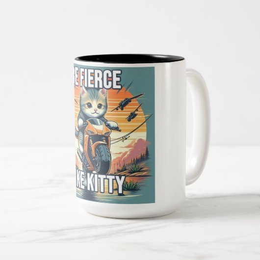 Hevig Kat Mok Kat rijden motorfiets (Voorkant rechts)