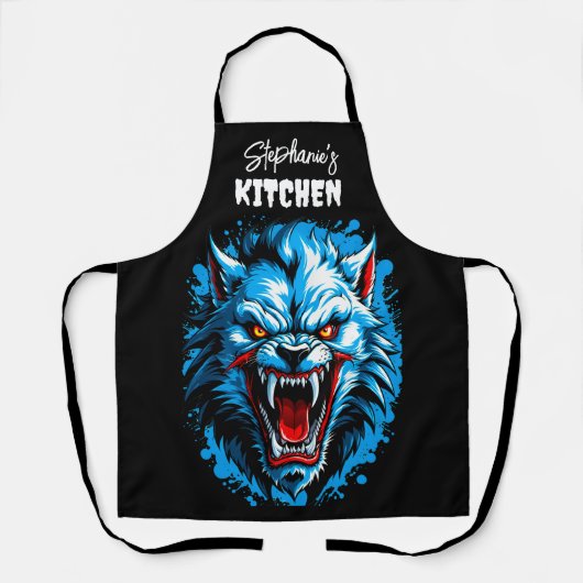 Hevige blauwe weerwolf schort (Voorkant)