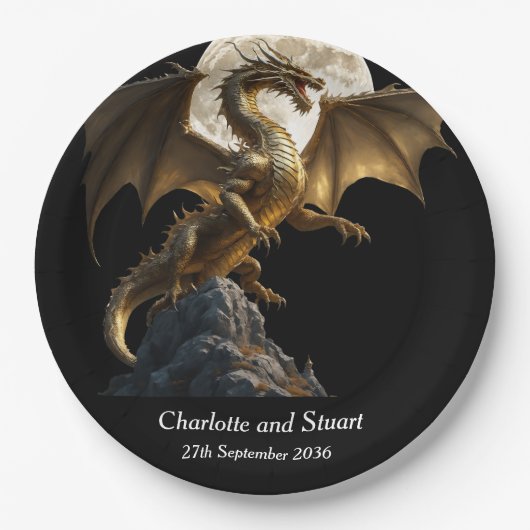 Hevige drakenfokkerij papieren bordje (Voorkant)