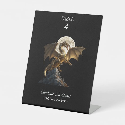 Hevige drakenfokkerij reclamebord met voetstuk (Voorkant)