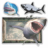 Hevige haaien van terreur Grote witte en blauwe ha Sticker (Voorkant)