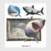 Hevige haaien van terreur Grote witte en blauwe ha Sticker (Vel)