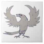 Hevige kraai raven vogeltanden Tegel Tegeltje (Voorkant)