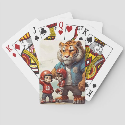 Hevige Oerwoud Football Monkey Tiger Rivaliteit Pokerkaarten (Achterkant)