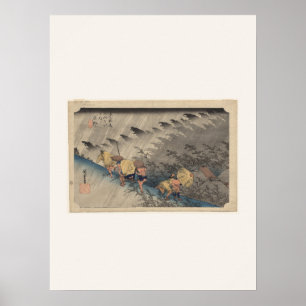 Hevige regen bij Shono van Hiroshige - Poster
