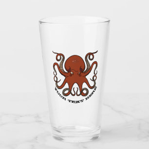 Hevige rode octopus met krultentakels Cartoon Glas