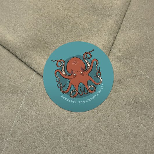 Hevige rode octopus met krultentakels Cartoon Ronde Sticker