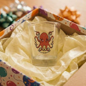 Hevige rode octopus met krultentakels Cartoon Shot Glas