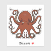Hevige rode octopus met krultentakels Cartoon Sticker (Vel)