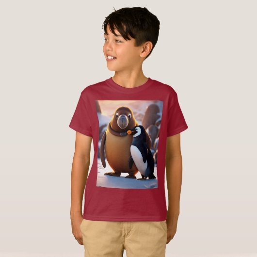 Hevige Schattigee Walrus met Penguin Unreal Engine T-shirt (Voorkant volledig)