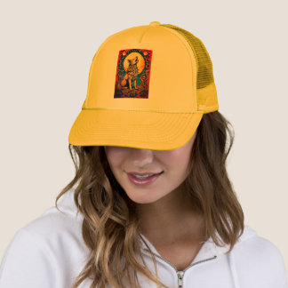 Hevige Tribal Wolf Howling bij het Moon Pet. Trucker Pet