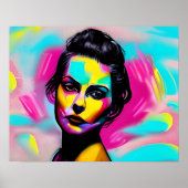Hevige Vrouw Graffiti Kunst Kleurrijke AI Gegenere Poster (Voorkant)