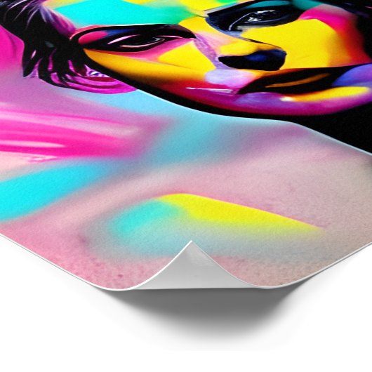 Hevige Vrouw Graffiti Kunst Kleurrijke AI Gegenere Poster (Hoek)