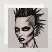 Hevige vrouw in Mohawk en piercings Gothic Punk (Voorkant / Achterkant)