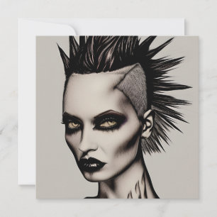 Hevige vrouw in Mohawk en piercings Gothic Punk
